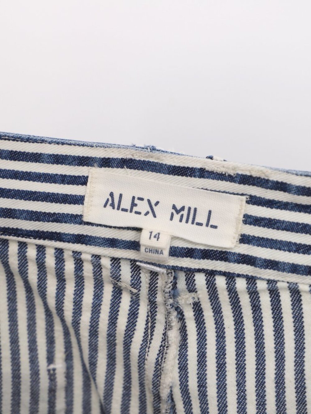 ALEX MILL Sullivan Straight Pants in Indigo & Ivory Railroad Stripe Size 14 - Picture 7 of 8